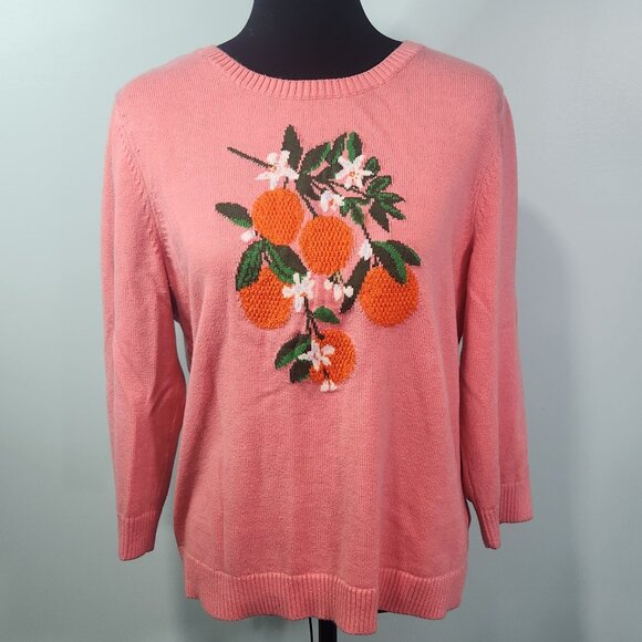 Talbots Sweaters - Talbots Bold Oranges Crewneck Sweater Pink L